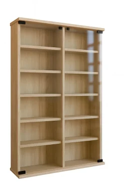 Holz CD DVD Stand Regal Galerie Glastür