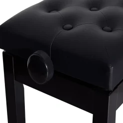 HOMCOM Banquette piano tabouret siege hauteur reglable noir bois revêtement synthétique