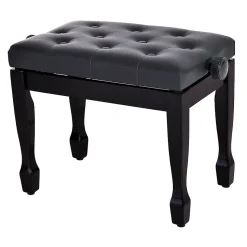 HOMCOM Banquette piano tabouret siege hauteur reglable noir bois revêtement synthétique
