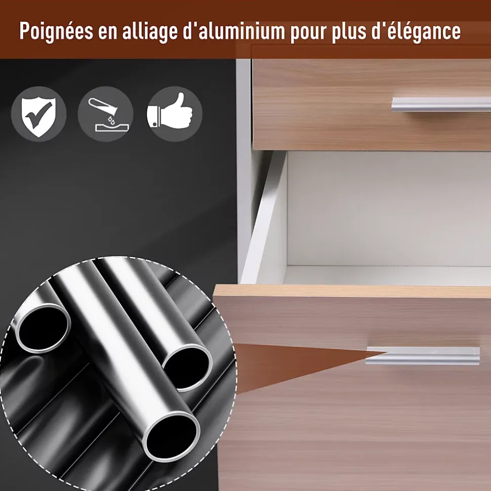 HOMCOM Bureau Informatique multimédia Design Multi-rangements 137 L x 55 l x 92 H cm chêne Blanc