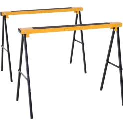 HOMCOM Lot de 2 tréteaux pliables compactes poignée transport dim. 100L x 50l x 76H cm surface antidérapante métal noir jaune