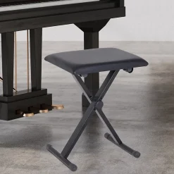 HOMCOM Tabouret banquette réglable pliable pour piano et clavier acier revêtement synthétique noir
