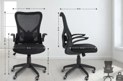Hudson chaise de bureau ergonomique, soutien lombaire, pivotante, piétement, accoudoirs, capacité de charge 120 kg Noir