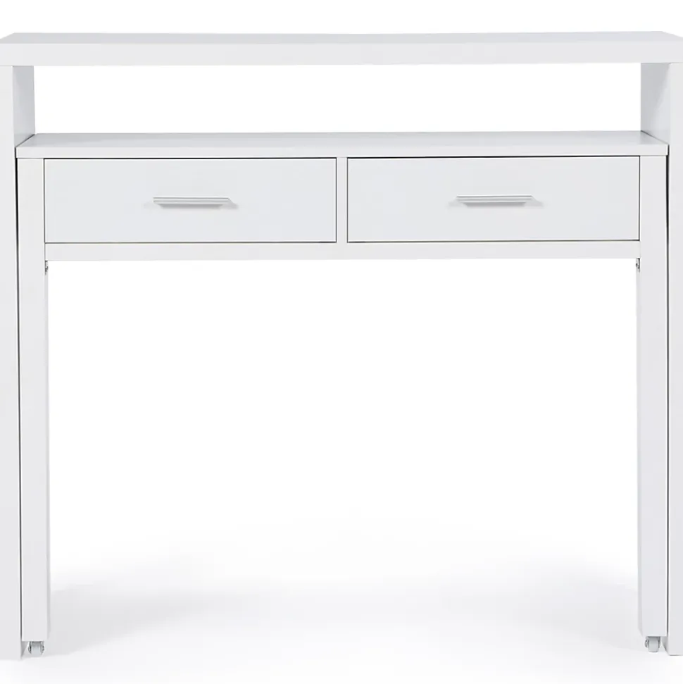 Id market bureau enfant - 98.5 x 36 cm. haut de 88 cm. en panneaux de particules avec 2 tiroir - blanc