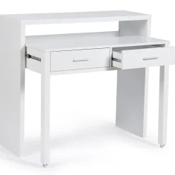 Id market bureau enfant - 98.5 x 36 cm. haut de 88 cm. en panneaux de particules avec 2 tiroir - blanc