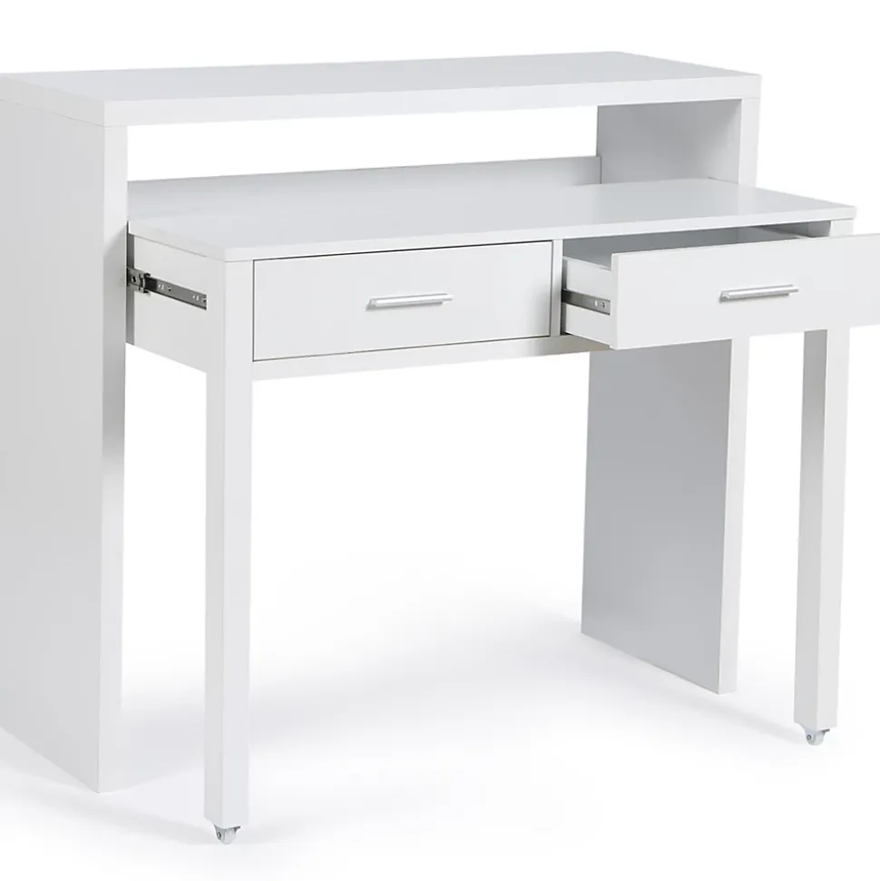 Id market bureau enfant - 98.5 x 36 cm. haut de 88 cm. en panneaux de particules avec 2 tiroir - blanc