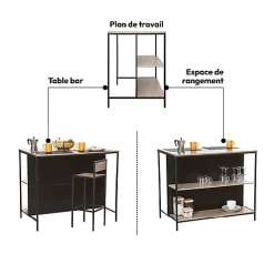 Ilot de bar avec rangement Effet chêne naturel Aliaj - 5Five