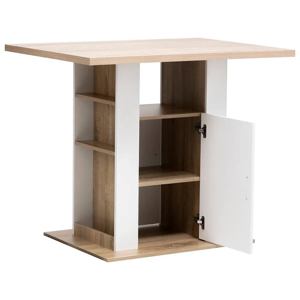 Ilot de cuisine effet bois naturel blanc 90x110cm - Beige- 5five