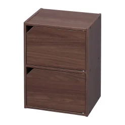Iris Ohyama, Bibliothèque de rangement, Meuble avec 2 portes et 2 étagères, MDB-2D, Marron, L29 x P36.6 x H49.4 cm