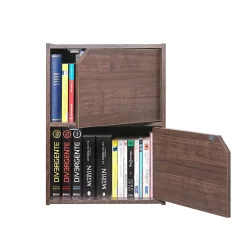 Iris Ohyama, Bibliothèque de rangement, Meuble avec 2 portes et 2 étagères, MDB-2D, Marron, L29 x P36.6 x H49.4 cm