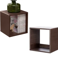Iris Ohyama, Bibliothèque, Lot de 2 meubles d'appoint, Etagères de rangement, QR-34, Marron