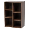 Iris Ohyama, Bibliothèque, Meuble, 6 étagère, Cube de rangement, Modulable, CFR-9060, Marron, L35 x P59 x H83.6 cm