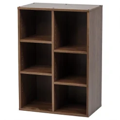 Iris Ohyama, Bibliothèque, Meuble, 6 étagère, Cube de rangement, Modulable, CFR-9060, Marron, L35 x P59 x H83.6 cm