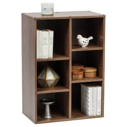 Iris Ohyama, Bibliothèque, Meuble, 6 étagère, Cube de rangement, Modulable, CFR-9060, Marron, L35 x P59 x H83.6 cm