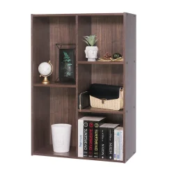 Iris Ohyama, Bibliothèque, étagère à 5 Compartiments, Meuble à livres, CX-23C, Marron, L29 x P60 x H87.9 cm
