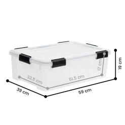 Iris Ohyama, Boite de Rangement Hermétique, 30L, Lot de 6, Transparent, DDAT-LS