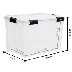 Iris Ohyama, Boite de Rangement Hermétique, 70L, Lot de 3, Transparent, DDAT-LD