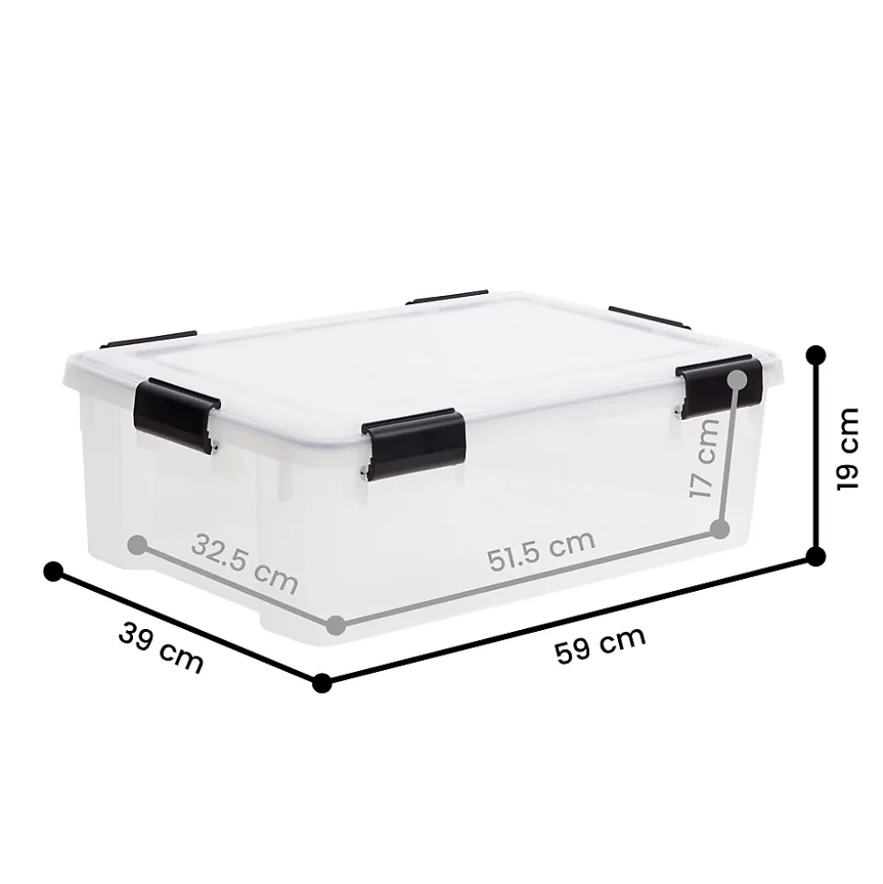 Iris Ohyama, Boite de Rangement Hermétique, 30L, Lot de 4, Transparent, AT-LS