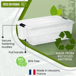 Iris Ohyama, Boite de Rangement Maison Plastique, 32L, Lot de 4, Transparent, BSB-32