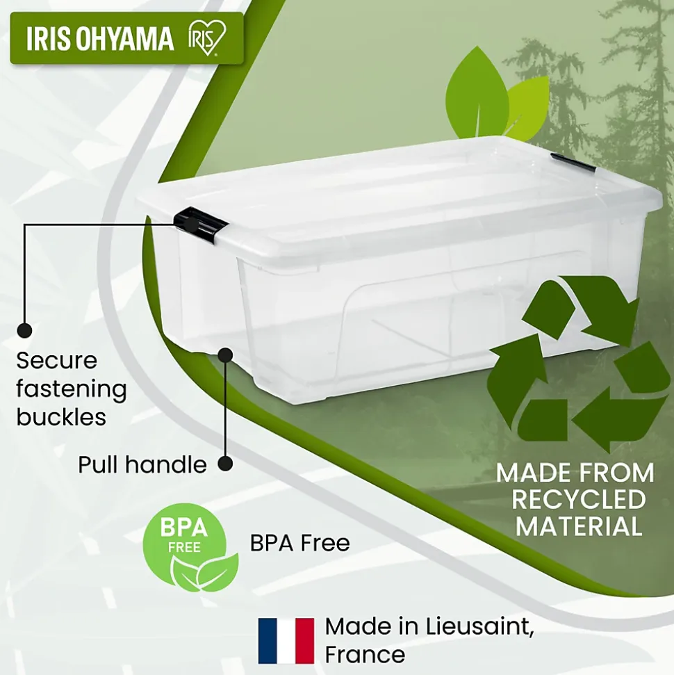 Iris Ohyama, Boite de Rangement Maison Plastique, 32L, Lot de 4, Transparent, BSB-32
