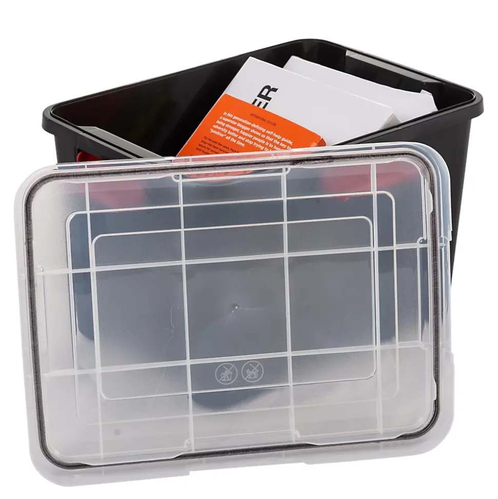 Iris Ohyama, Boite de Rangement Hermétique, 20L, Lot de 3, Noir, DDAT-SD
