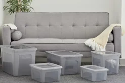 Iris Ohyama, Boite de Rangement Multi-Usages, 50L, Lot de 3, Gris, MCB-50