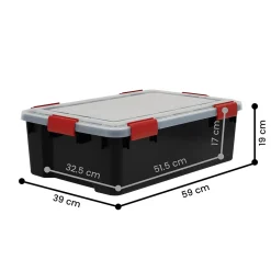 Iris Ohyama, Boite de Rangement Hermétique, 30L, Lot de 6, Noir, AT-LS