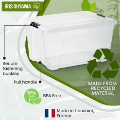 Iris Ohyama, Boite de Rangement Maison Plastique, 45L, Unité, Transparent, BSB-45
