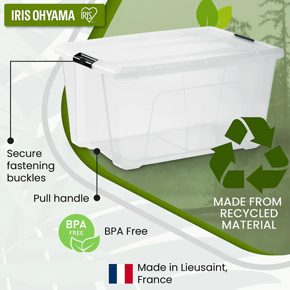 Iris Ohyama, Boite de Rangement Maison Plastique, 45L, Unité, Transparent, BSB-45