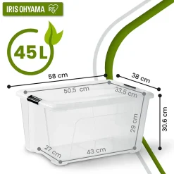 Iris Ohyama, Boite de Rangement Maison Plastique, 45L, Unité, Transparent, BSB-45