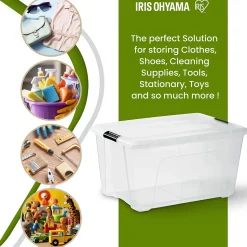 Iris Ohyama, Boite de Rangement Maison Plastique, 45L, Unité, Transparent, BSB-45