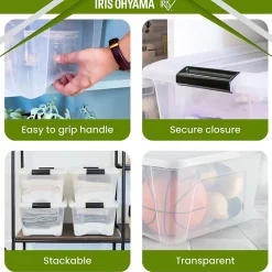 Iris Ohyama, Boite de Rangement Maison Plastique, 45L, Unité, Transparent, BSB-45