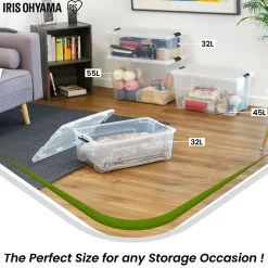 Iris Ohyama, Boite de Rangement Maison Plastique, 45L, Unité, Transparent, BSB-45