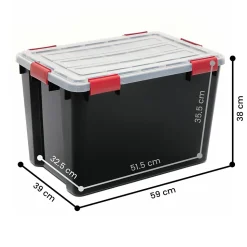 Iris Ohyama, Boite de Rangement Hermétique, 70L, Lot de 3, Noir, DDAT-LD