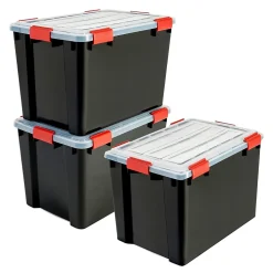 Iris Ohyama, Boite de Rangement Hermétique, 70L, Lot de 3, Noir, DDAT-LD