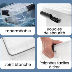 Iris Ohyama, Boite de Rangement Hermétique, plastique recyclé, 10L, Lot de 3, Transparent, AT-S