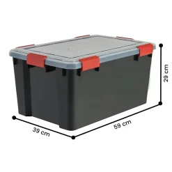 Iris Ohyama, Boite de Rangement Hermétique, 50L, Lot de 4, Noir, AT-L