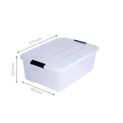 Iris Ohyama, Boite de Rangement Plastique avec Couvercle, 30L, Lot de 6, Transparent, TB-30