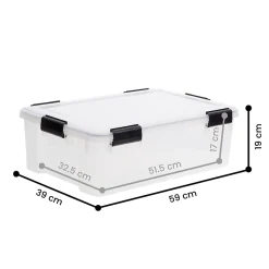 Iris Ohyama, Boite de Rangement Hermétique, 30L, Lot de 6, Transparent, AT-LS