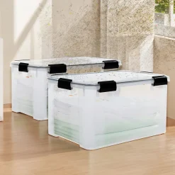 Iris Ohyama, Boite de Rangement Hermétique, 50L, Lot de 3, Transparent, AT-L