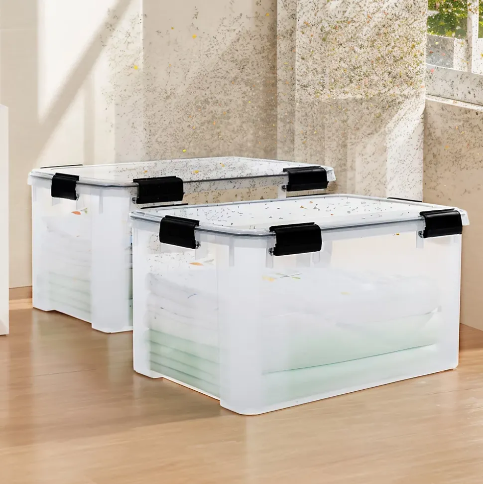 Iris Ohyama, Boite de Rangement Hermétique, 50L, Lot de 3, Transparent, AT-L