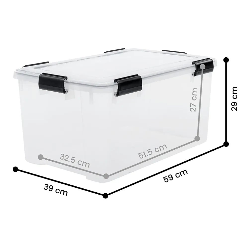 Iris Ohyama, Boite de Rangement Hermétique, 50L, Lot de 3, Transparent, AT-L