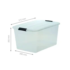 Iris Ohyama, Boite de Rangement Plastique avec Couvercle, 45L, Lot de 4, Transparent, TB-45