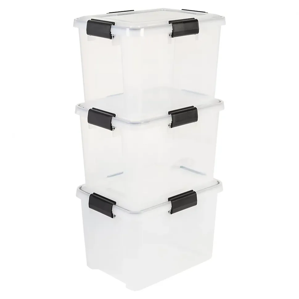 Iris Ohyama, Boite de Rangement Hermétique, 20L, Lot de 3, Transparent, DDAT-SD