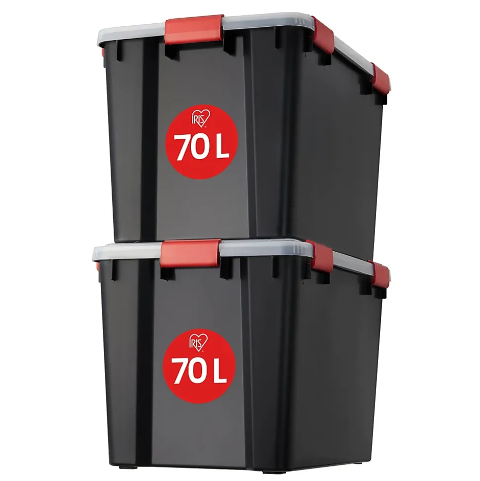 Iris Ohyama, Boite de Rangement Hermétique, 70L, Lot de 2, Noir, AT-LD