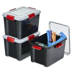 Iris Ohyama, Boite de Rangement Hermétique, 20L, Lot de 3, Noir, AT-SD