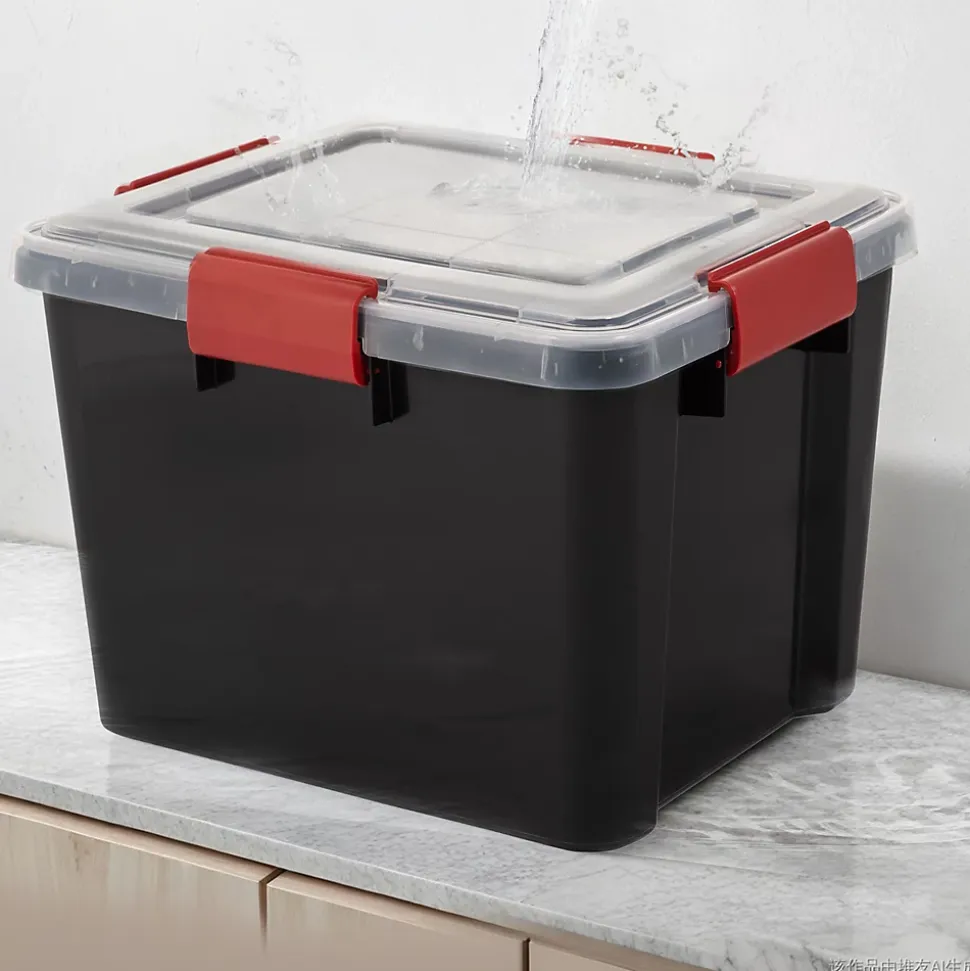 Iris Ohyama, Boite de Rangement Hermétique, 20L, Lot de 3, Noir, AT-SD