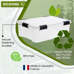 Iris Ohyama, Boite Rangement Hermétique Plastique, 30L, Lot de 4, Transparent, WSB-30