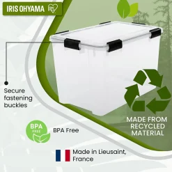 Iris Ohyama, Boite Rangement Hermétique Plastique, 70L, Unité, Transparent, WSB-70