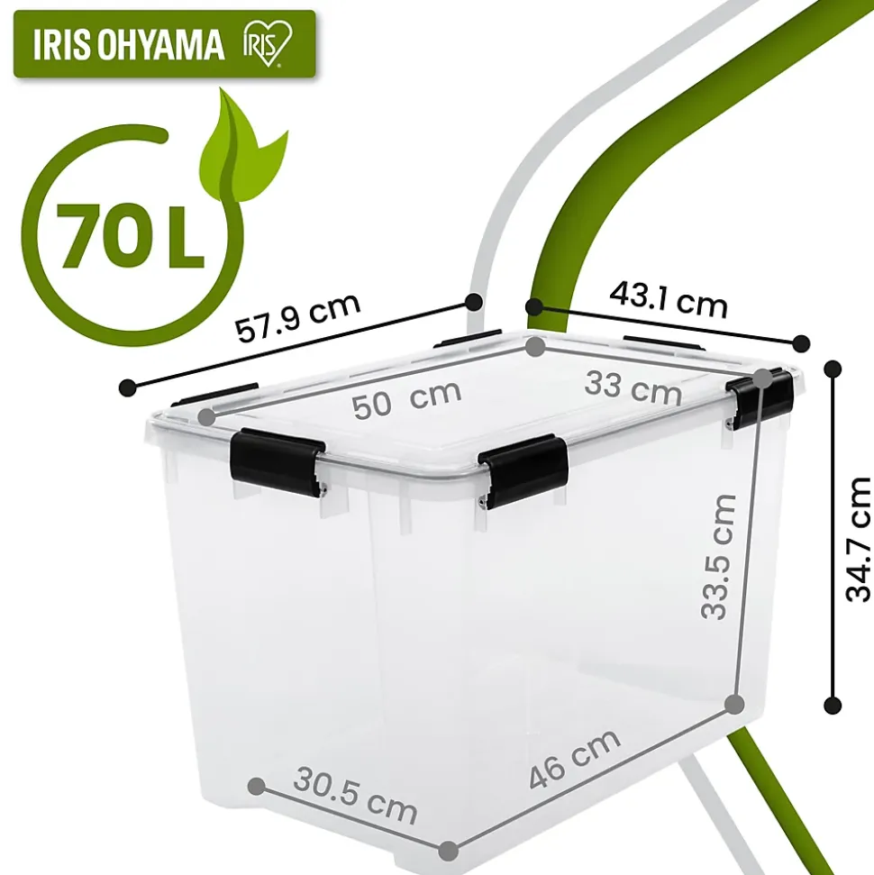 Iris Ohyama, Boite Rangement Hermétique Plastique, 70L, Unité, Transparent, WSB-70